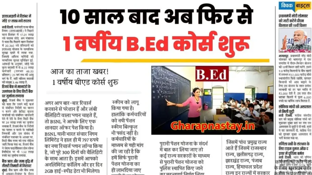 1 Year B.Ed Course 2026